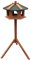Toboli Vogelfutterhaus 115 cm mit Dreifuß, Vogelhaus aus Holz, wetterfestes Vogelfutterhäuschen mit Ständer, Futterhäuschen für Vögel