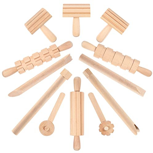 Toddmomy Juguetes para Niños 1 Juego De Herramientas Herramientas De Plastilina De Madera con Cortadores Rodillos Extrusoras De Masa Accesorios De Plastilina para Regalo De Niños Pequeños