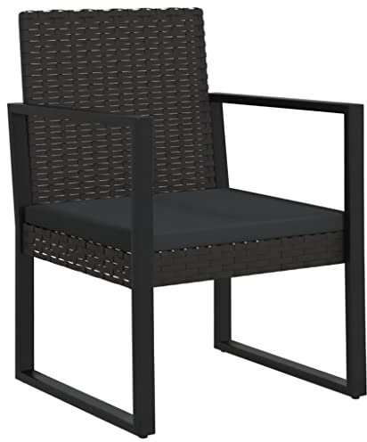 vidaXL Gartensessel, Sessel mit Kissen, Stuhl für den Außenbereich, Gartenstuhl Gartenmöbel Terrassensessel Outdoor Sessel, Schwarz Poly Rattan