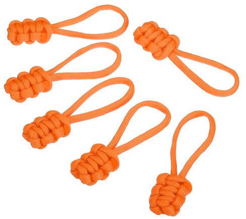 PATIKIL Fermeture éClair Tirer Remplacement, 6 Paquet Extension Cordon Poignée Fixe Tirer Tab Extenseur Fixateur Glissière Tête Trousse Réparation pour Bagages Sac à dos Veste, Orange