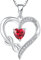 starchenie Unendlichkeit Herz Halskette 925 Sterling Silber Rubin Liebe Herz Anhänger Geburtssteine Schmuck für Damen