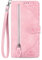 NEXCURIO Étui à Rabat Coque Folio pour Samsung Galaxy S20 / S20 5G Housse de Protection Flip Cover Case en Cuir PU Portefeuille avec Cordon et Porte Cartes Femme Fleur - Rose