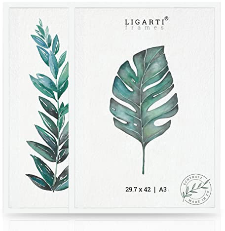 Ligarti® Bilderrahmen Weiß (Made in EU) I Rahmen aus Echtholz in A3 29,7x42 I Holzbilderrahmen, Holzrahmen I Picture Frame (A3, 2x weiß)