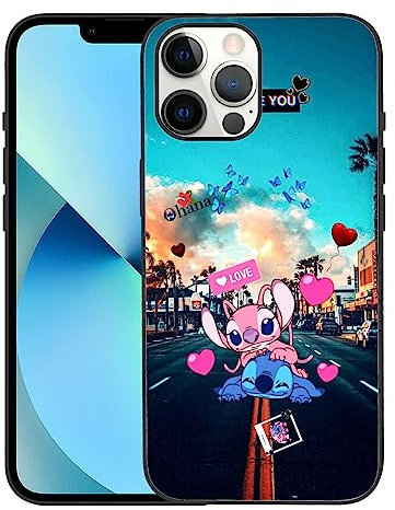 ZHEDAIZAI Niedlicher Cartoon Kompatibel mit iPhone 13 Pro Max Hülle, Ganzkörper Schutzhülle, Stoßfeste Abdeckung für Männer Frauen Mädchen Junge (Nice-Angel-Stitch-Romantik-1)