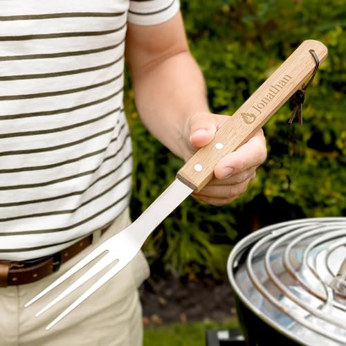 Fourchettes à Barbecue personnalisées - Fourchettes à Barbecue personnalisées en Acier Inoxydable et en Bois de chêne pour Tous Les Amateurs de Barbecue