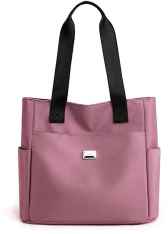 YXQSED Sacs Fourre Tout en Nylon pour Femmes Sacs fourre Tout décontractés en Nylon avec Fermeture éclair bandoulière Sacs fourre Tout en Nylon pour le shopping Travail Voyage Rose