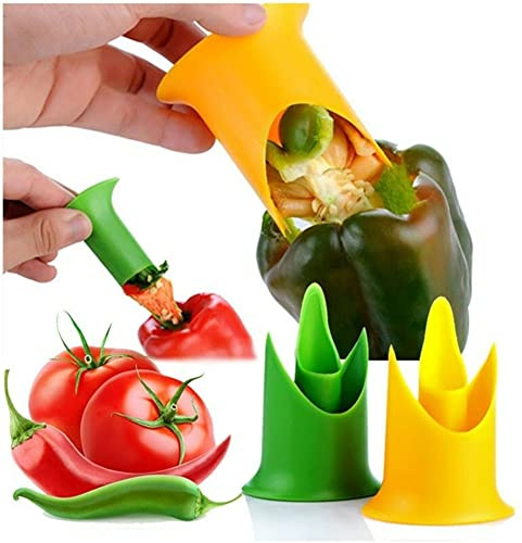 Pepper Corer Set Professional Stem Remover Tomato Corer Kitchen Gadget Tools (2 Stück, Farbe zufällig)