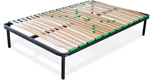 EVERGREENWEB - Premium Lattenrost 120x190 cm 8-Zonen Lattenrahmen Verstellbar Progressive Härteregulierung, 24 Ortho Extra Komfort Leisten Holz, 4 Abnehmbar Füße aus stabilem Metall für alle Matratzen