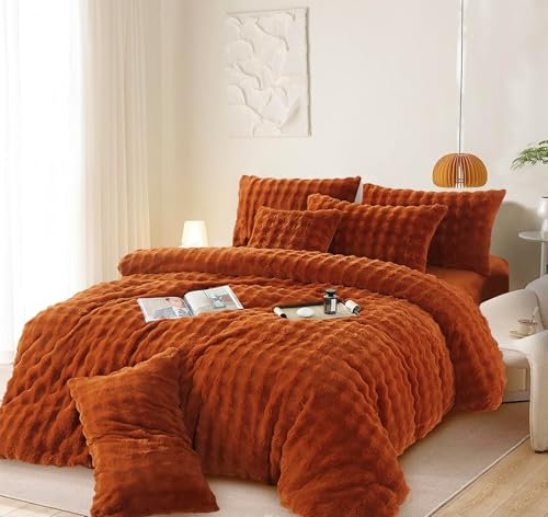 Gezu Plüsch Bettwäsche 135x200cm Braun Bettbezug aus Kunstfell Kaninchen-Plüsch Flanell Winter Warm Flauschig Wende Luxuriös Bettwäsche Fleece Samt Cashmere Touch Bettbezug 135x200 mit 1 Kissenbezug