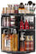 Auxmir Make Up Organizer mit 9 Einstellbaren Stufen, 360° Drehbar Schminktisch Kosmetik Organizer, Extra Größer Verbessert Schmink Organizer Skincare für Dresser Schlafzimmer Badezimmer, Schwarz
