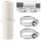 Washing Machine Waste Pipe Connector with Pipe Clips Extension Attachment Hose to Hose Joiner Straight Connection Coupler for Machine Outlet Drain