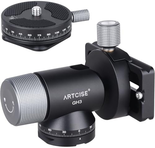 ARTCISE Testa Gimbal Monopiede,CNC Testa di inclinazione cardanica a sella laterale interamente in metallo con testa panoramica per treppiede per Teleobiettivo lungo, carico massimo 10 kg
