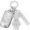 RXXR Autoschlüssel Hülle Kompatibel mit VW Polo, Skoda, Fabia, Golf 4/5/6, T5, Multivan 3 Tasten Autoschlüsselkasten Schlüsselhülle Cover mit Schlüsselanhänger (Glitzerndes Silber)