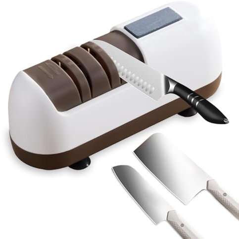 Electric Knife Sharpener,5-in-1 Sharpening System,3-Second Quick Sharpening,Kitchen Knife Sharpener for Most Kitchen Knives,with Diamond Grinding Wheel and Whetstone