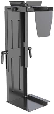 Huangj-0527 Office Desk Accessories Under Desk PC Holder Mount - Adjustable 360 Degrees Swivel CPU Tower Steel Bracket Adjustable Clamp-On Desk and Wall Installation PC Mount Home Use