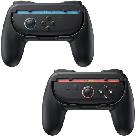Anti-Rutsch Griffe für Switch 2 für JoyCon 2, FASTSNAIL Halterung Controller Kompatibel mit Nintendo Switch 2, Zubehör für Mario Kart World, NICHT für Switch 2017 und OLED(2 x Schwarz)