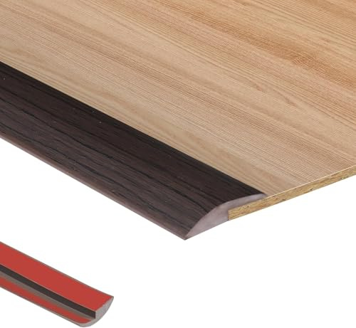 3 Meters Black Walnut Grain Carpet Trim Self Adhesive PVC Laminate Floor Door Doorway Transition Threshold Strip Tile Edgings Rubber Flooring Edge Strip(Cover Height Within 5mm)