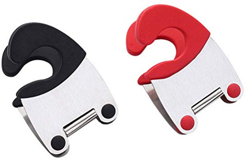 POPETPOP Stainless Steel Pot Spoon Holder Clip with Silicone Loop Flexible Pot Edge Clamp for Saucepan Utensils Scald Fixed Grip Non Slip Spoon Rest for Kitchen Cooking Random Color