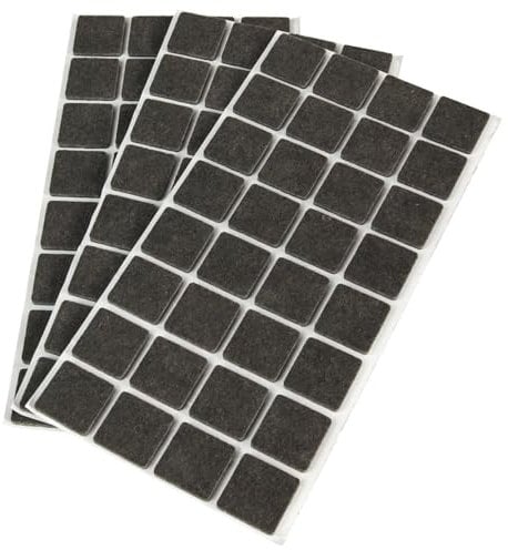 Emuca 2038716 Set di 96 Feltrini Autoadesivi Quadrati, Marrone, 25X25 mm (1UN)