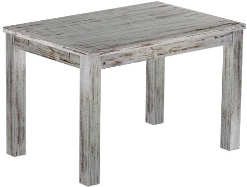 Esstisch Rio Classico 120x80 cm Shabby Eiche Holz Pinie Massivholz Esszimmertisch Echtholz ausziehbar vorgerichtet für Ansteckplatten Brasilmöbel