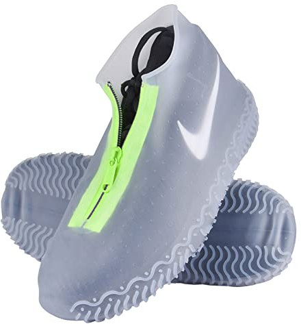 Cubierta del Zapato, Funda de Silicona para Zapatos con Suela Antideslizante y Diseño de Cremallera, Funda de Zapato Reutilizable & Impermeable para Días de Lluvia y Nieve (M (34--38), Transparente)