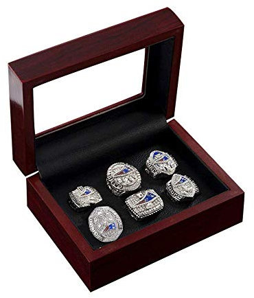 Stilvolle Einfachheit Championship Ring Vitrine, New England Patriots Superbowl Replica Ringe Set von 6 Größe 7-15,12, N-J, 11