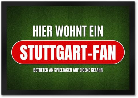 trendaffe - Hier wohnt EIN Stuttgart-Fan Fußmatte mit Rasen Motiv Fußball Stuttgart Verein
