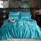 ROOEE Satin Silk Complete Bedding Set - 6 PCS - Fitted sheet, Duvet Cover, 4 Pillow Cases. Color - Teal Size - King