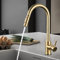 Grifo de cocina con ducha extraíble, TVTIUO 2 modos mezclador de cocina, grifo fregadero cocina 360° acero inoxidable, mezclador agua caliente y fría, dorado cepillado