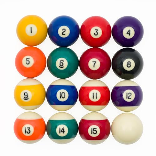 Automaten Hoffmann Billardkugeln Set Pool | Satz mit 16 polierten u. geschliffenen Poolbillard Kugeln mit eingefrästen Zahlen | In Vier Größen: ø 38 mm, ø 48 mm, ø 54 mm, ø 57,2 mm