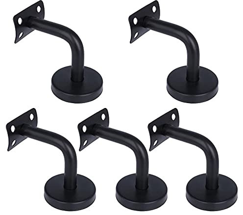 Yulakes 5 Stück Schwarz Edelstahl Handlaufhalter,Handlaufverbinder mit Abdeckrosette,Balletstangenhalter Handlauf Geländer Wandhalter Wandhalterungen Treppengeländer LäufeUnterstützung 60 * 60 mm