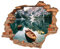 WCB Wandtattoo - Wanddurchbruch mit Aussicht Bergsee 90 x 74 cm - Wandsticker