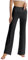 LaiEr Damen Bootcut Yogahose mit Taschen, hohe Taille, ausgestelltes Bootleg Yoga Workout Hose mit Seitentaschen, Schwarz,XXXL