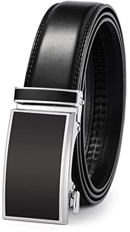 guvoosm Gürtel Herren,Leder Automatik Gürtel Für Herren Business Anzug -3,5cm Breite-2013-140-Black 138