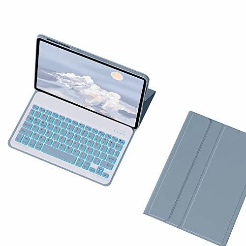 GUPENAA Custodia con Tastiera per Lenovo Tab M10 FHD Plus 10.3 (TB-X606F/TB-X606X), Slim Lightweight Stand Cover con Tastiera Retroilluminata Bluetooth Magneticamente Rimovibile,Blu
