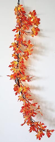LED Lichterkette Herbstlaub batteriebetrieben 64 warm weiße LED incl. Timer