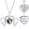 INBLUE Personalisierte 925 Sterling Silber Foto Medaillon Anhänger Halskette Herz Anhänger mit Silber/Gold/Rosegold 3 Farben Optional Schmuck Geschenke für Frauen (Silber, Engelsflügel)