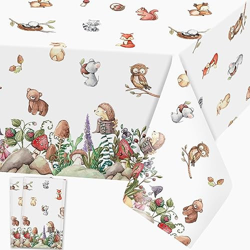 Dschungel Tiere Tischdecke Waldtiere Tischdecken Safari Plastik Tischtuch Rechteckige Wasserdicht Tiere Motiv Kinder Geburtstag Party Dekoration, 137 x 274cm, 2 Stück