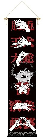 Hanging Poster Canvas Wall Art Banner Anime Jujutsu Megumi's Hand Signs Canvas Anime Characters Gojou Satoru Hand Gesture Tapestry For Wall Decor Hanging Tapestry Decoration For Room,Dorm Anime Lovers