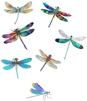PLIGREAT 7 Stück Aquarell Libelle Wandtattoo für Wohnzimmer Schlafzimmer Kinderzimmer Wanddekoration DIY Home Cabinet Window Wall Art Decor Abnehmbare Vinyl Wandaufkleber