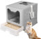 MUL-BOUTIQUE Bac Litiere pour Chat Fermée,Maisons de Toilette Chats Contient Une Plaque de Tiroir et Une Pelle Litiere Chat,Convient Aux Grands Chat et Chaton (51 * 41 * 38cm, Gris)