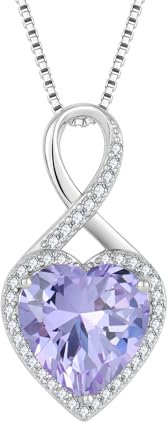 FJ Unendlichkeit Kette Damen 925 Sterling Silber Herz Alexandrit Halskette Anhänger Juni Geburtsstein Schmuck für Frauen Mutter Freundin Mama