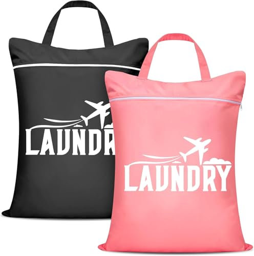 2Pack Bolsa Ropa Sucia Viaje,Bolsa de Lavandería,Mojada, Sucia para Bolsa de Entrenamiento para Gimnasio, Lavandería, Piscina, Yoga,Viaje (Negro Y Polvo)