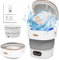 Portable Washing Machine, 15L 2kg Mini Foldable Washer and Dryer with Deep Cleaning of Underwear, Baby Clothes, Socks and Small Item, Lavadora Portatil Suitable for Apartments, Dorm, Camping, RV(Grey)