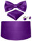 Kummerbund und Fliege, Set, einfarbig, verstellbar, formell, Herren, schwarz, Kummerbund mit Fliege und Manschettenknöpfen und Einstecktüchern, Violett, 4-Stück Set