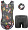 ZNYUNE Mädchen Turnanzug mit Hose Haarband Set Gymnastikanzug Kinder Shorts Trikot Turnen Ärmellos/Langarm Kleidung klassisch Turnbody B369 BlackSnowman 10A