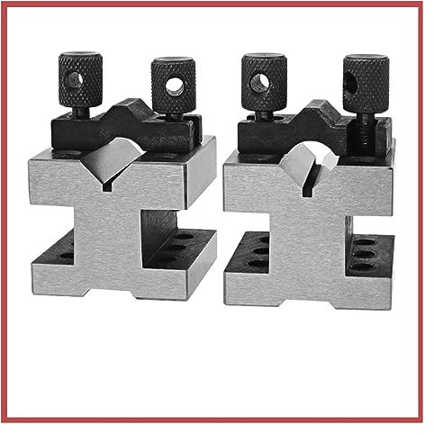 Gauge Block, V-Block Ground Pair With Clamp Set Precision Matched Pair Precise 35x35x30mm 90°Machinist Multi-use Gauge Gage Tool For Milling Machine Drill Press(60x60x50 2pcs)