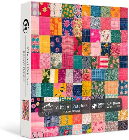 PICKFORU Nähaufnäher, 1000-teiliges Puzzle für Erwachsene, Vintage, Quilt, Patchwork, Blumenkunst-Puzzles, unmöglich schwierig, buntes Thema als Wanddekoration
