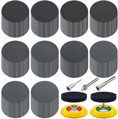 SIQUK 200 Pezzi Dischi Abrasivi 75mm Rotondi Dischi Carta Abrasiva Grana 180-5000 per Auto Lucidatura Metallo Legno
