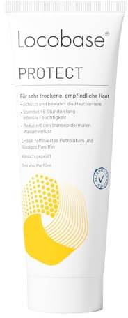 Locobase Protect Creme - 48h Feuchtigkeitscreme für trockene & irritierte Haut - Körper & Gesichtspflege - stärkt die Hautbarriere - parfümfrei - für die ganze Familie - 100g